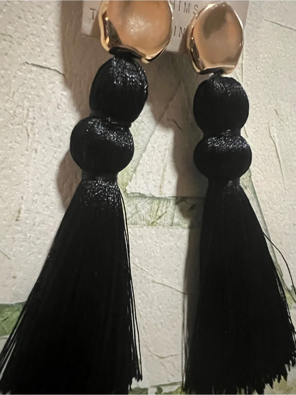 Anthropologie Tassel Drop Earrings - NWT - Black